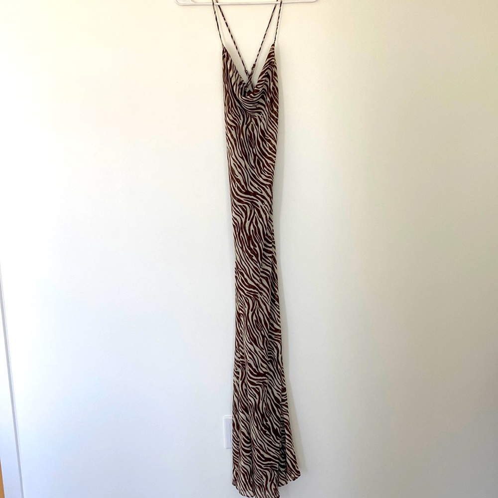 Zebra maxi dress cowl front and back